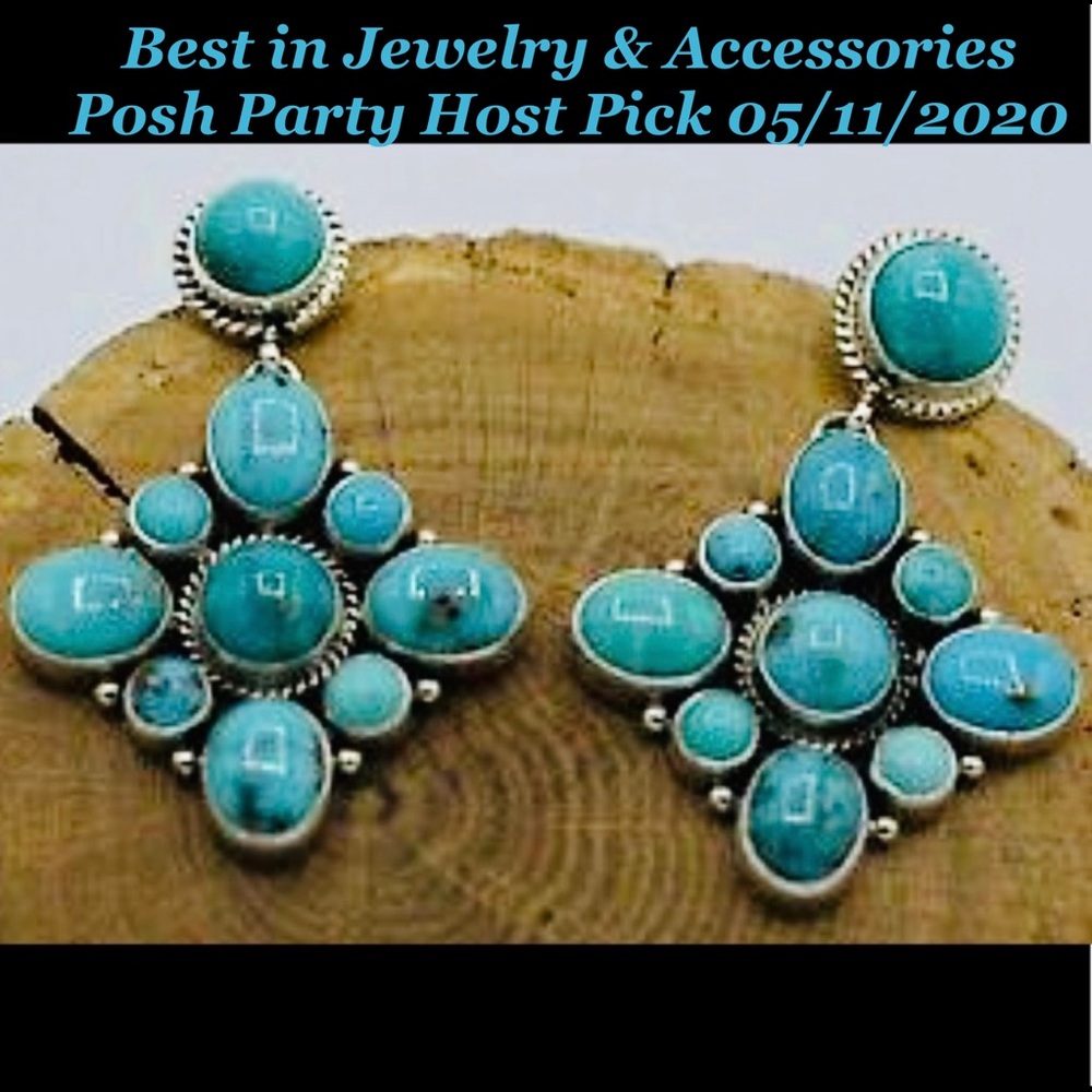 HP💕Navajo Campitos Turquoise Cluster 925 Earrings